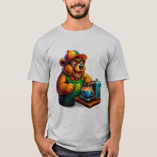 Barista Bear – Cute Coffee Lover T-Shirt (Voorkant)