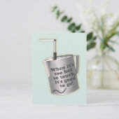 Barista cafe melk verwarmende kruik briefkaart (Staand voorkant)