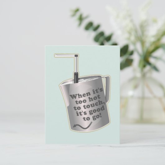 Barista cafe melk verwarmende kruik briefkaart (Staand voorkant)