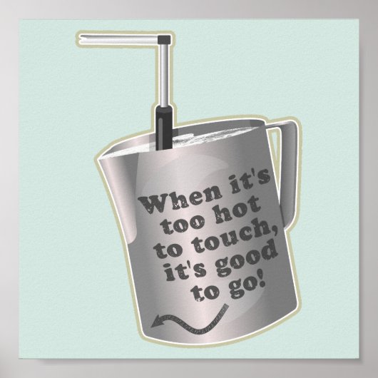 Barista cafe melk verwarmende kruik poster (Voorkant)