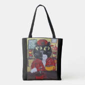 Barista Cat Folk Art Character Coffee Fun Tote Bag (Achterkant)
