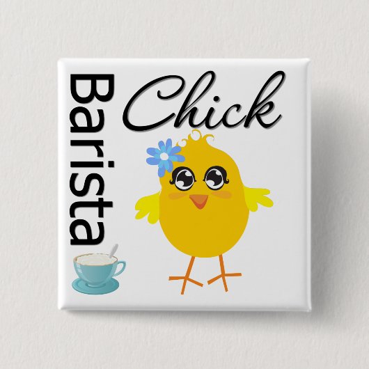 Barista Chick Vierkante Button 5,1 Cm (Voorkant)
