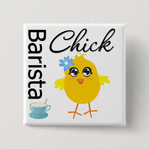 Barista Chick Vierkante Button 5,1 Cm
