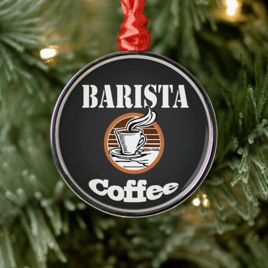 Barista Coffee Metalen Ornament (Boom)