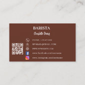 Barista foto QR code bruin Visitekaartje (Achterkant)