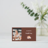 Barista foto QR code bruin Visitekaartje (Staand voorkant)