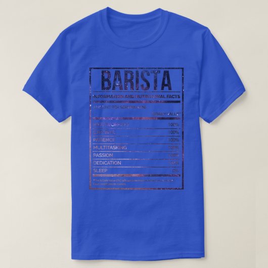 Barista Funny Baristas Nutrition Label 1 T-shirt (Design voorkant)