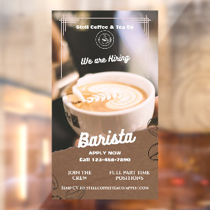 Barista Hiring Aanpassen Bruin Wit Minimalistisch Raamsticker