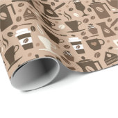 Barista koffie, bruin patroon cadeaupapier (Rol Hoek)