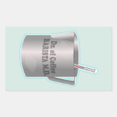 Barista koffie maken grappige dokter rechthoekige sticker (Voorkant)