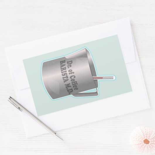 Barista koffie maken grappige dokter rechthoekige sticker (Envelop)