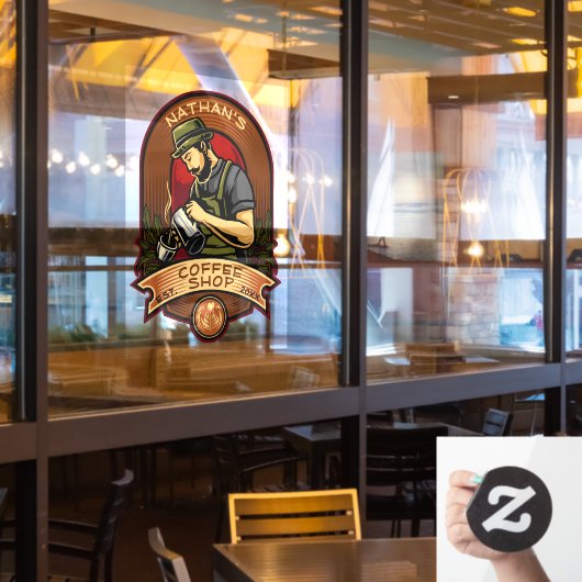 Barista  koffiewinkels aanpassen raamsticker (Restaurant Raam)