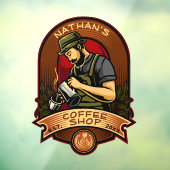 Barista  koffiewinkels aanpassen raamsticker (Vel 3)