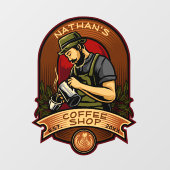 Barista  koffiewinkels aanpassen raamsticker (Vel)