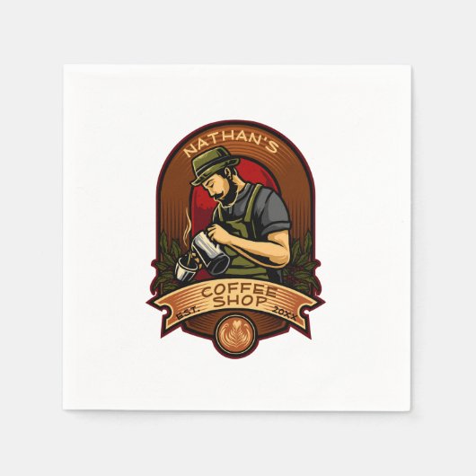 Barista  koffiewinkels aanpassen servet (Voorkant)