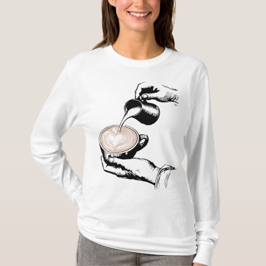 Barista maakt latte t-shirt (Voorkant)