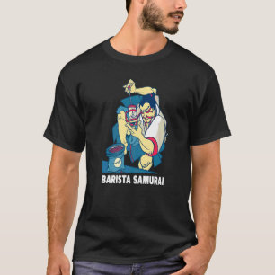 Barista Samurai French Press Motif Coffee and Bar T-shirt