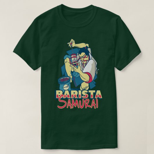 Barista Samurai French Press Movement Coffee Lover T-shirt (Design voorkant)