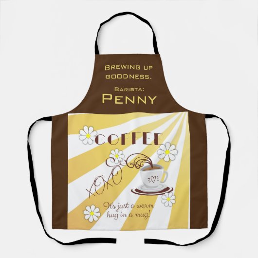 Barista Schort | Koffie, Warm Hug in een Mok (Voorkant)