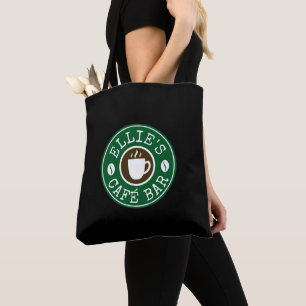 Barista schoudertassen met logo van koffiezaak tote bag