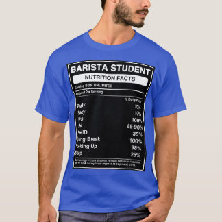 Barista Student Nutrition geeft een label voor de T-shirt