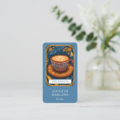 Barista Tarot Blauw Visitekaartje (Staand voorkant)