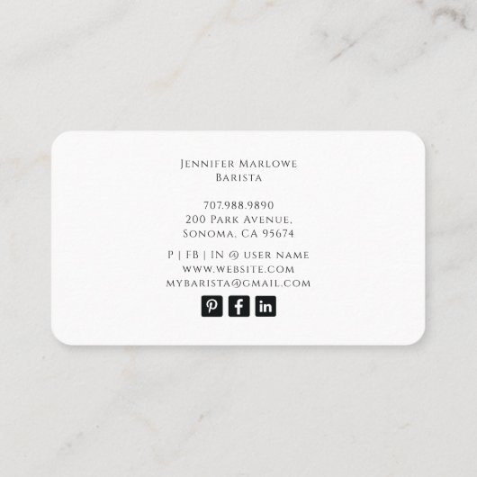 Barista Tarot Blue Visitekaartje (Achterkant)