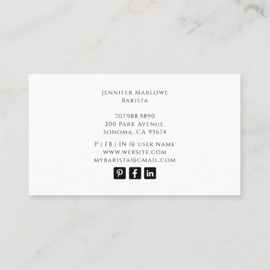 Barista Tarot Visitekaartje (Achterkant)