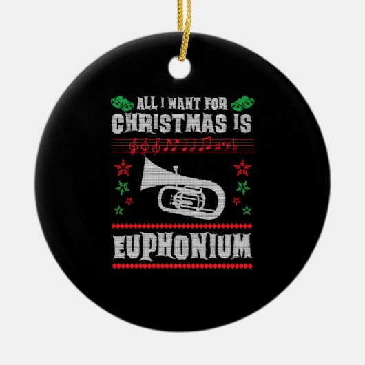 Bariton Euphonium Lelijke Kerstmis Sweater Stijl Keramisch Ornament (Voorkant)