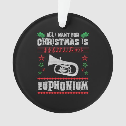 Bariton Euphonium Lelijke Kerstmis Sweater Stijl Ornament (voorkant)