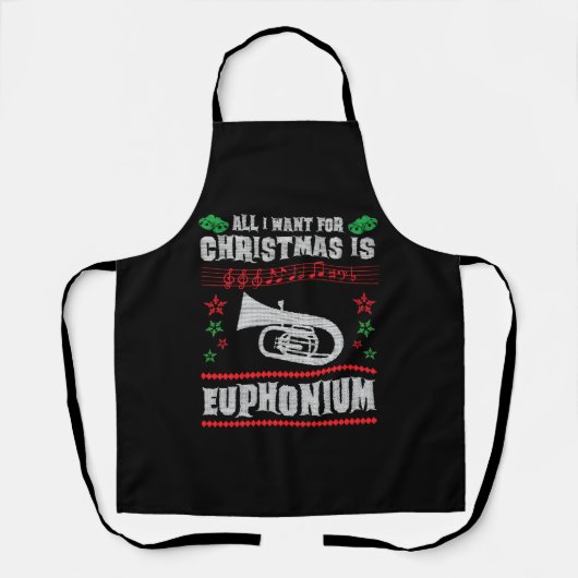 Bariton Euphonium Lelijke Kerstmis Sweater Stijl Schort (Voorkant)