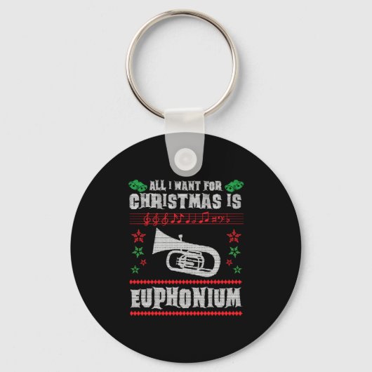 Bariton Euphonium Lelijke Kerstmis Sweater Stijl Sleutelhanger (Voorkant)