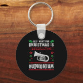 Bariton Euphonium Lelijke Kerstmis Sweater Stijl Sleutelhanger (Voorkant)