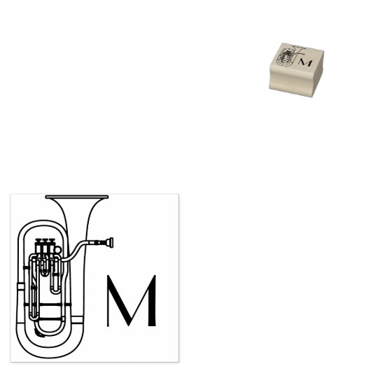 Baritone Initiaal Monogram Musician Band Teacher Rubberstempel (Gestempeld)
