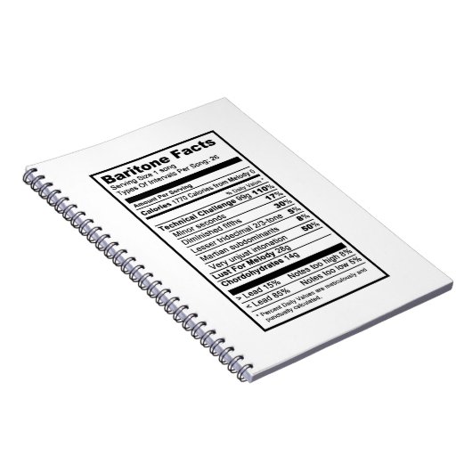 Baritone "Nutritional Information Label" Notitieboek (Rechterzijde)
