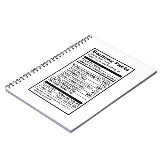 Baritone "Nutritional Information Label" Notitieboek (Linkerzijde)