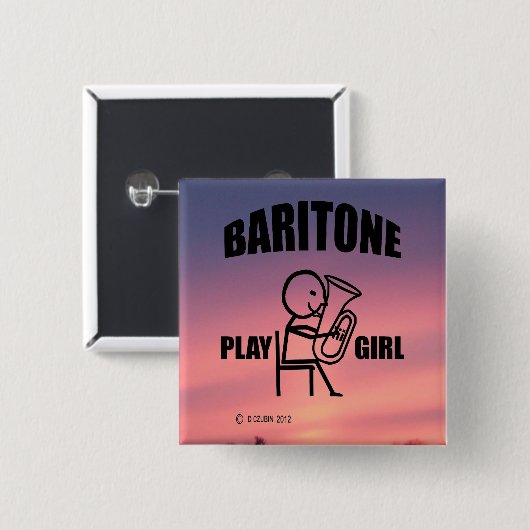 Baritone Play Girl Vierkante Button 5,1 Cm (Voorkant /achterkant)