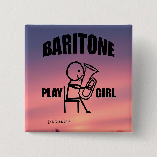 Baritone Play Girl Vierkante Button 5,1 Cm (Voorkant)