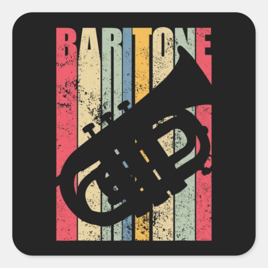 Baritone Saxophone Horn Marching Band Major Gear L Vierkante Sticker (Voorkant)