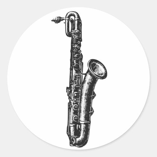 Baritone Saxophone Ronde Sticker (Voorkant)