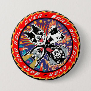 Bark and Roll Over Dogs Kiss Rock Muziek Parodie Ronde Button 7,6 Cm