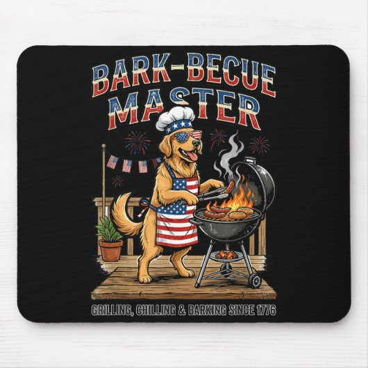 Bark B Que Master Patriottische Hond Grappige BBQ Muismat (Voorkant)