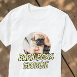 Bark Boss Huisdier Hond Foto Modern Eenvoudig Koel T-shirt<br><div class="desc">Het ontwerp is eenvoudig met een eenvoudige kleurenachtergrond en sans serif typografie voor een superheldenblik.</div>