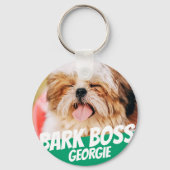 Bark Boss Pet Dog Foto Moderne Cool Simple Sleutelhanger (Voorkant)