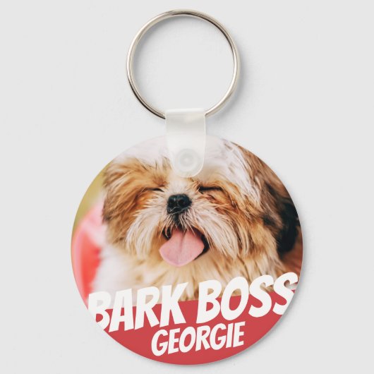 Bark Boss Pet Dog Foto Moderne Cool Simple Sleutelhanger (Voorkant)