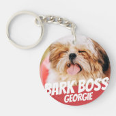 Bark Boss Pet Dog Foto Moderne Cool Simple Sleutelhanger (Voorkant)