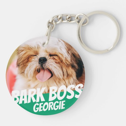 Bark Boss Pet Dog Foto Moderne Cool Simple Sleutelhanger (Achterkant)