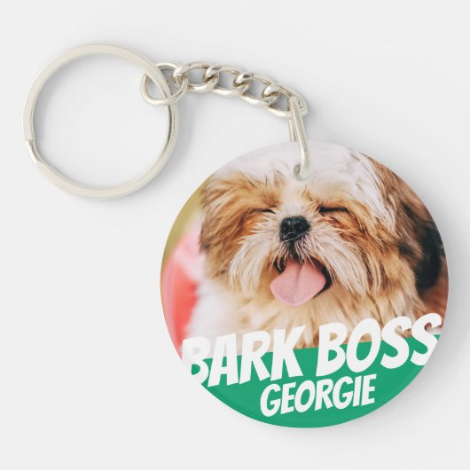 Bark Boss Pet Dog Foto Moderne Cool Simple Sleutelhanger (Voorkant)