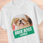 Bark Boss Pet Dog Foto Moderne Cool Simple T-shirt<br><div class="desc">Het ontwerp is eenvoudig met een eenvoudige kleurenachtergrond en sans serif typografie voor een superheldenblik.</div>