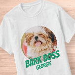 Bark Boss Pet Dog Foto Moderne Cool Simple T-shirt<br><div class="desc">Het ontwerp is eenvoudig met een eenvoudige kleurenachtergrond en sans serif typografie voor een superheldenblik.</div>